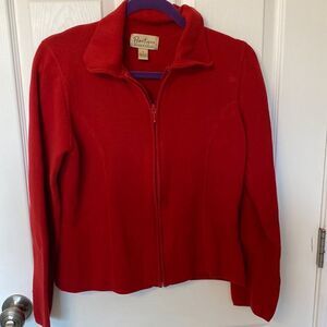 Boutique Essentials- red collared zip up sweater- Size Medium